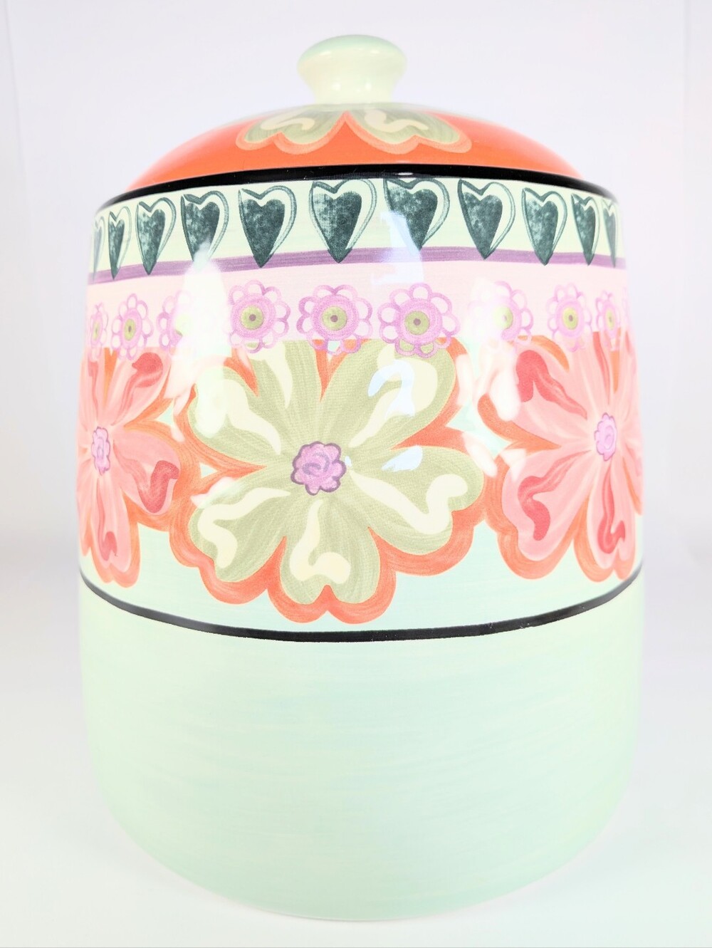 Kathy Davis "Heart & Flowers" Ceramic Cookie Jar